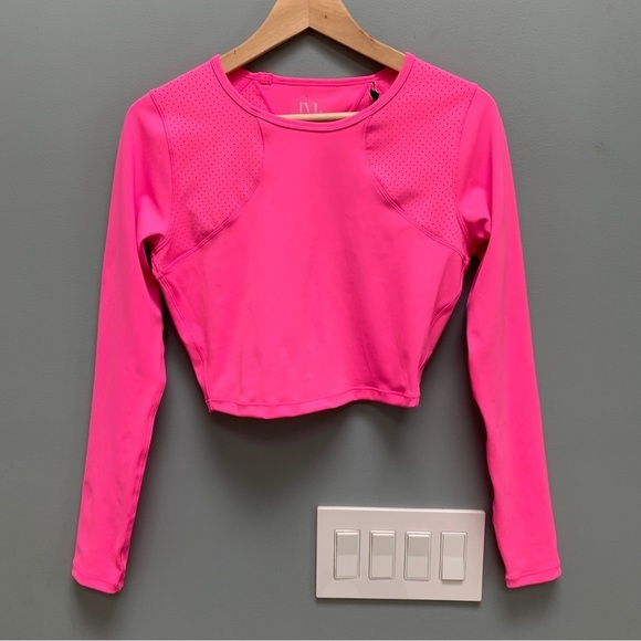 IVL Collective Long Sleeve Crop Top Perforated in Pink Sugar Plum 8 - Picture 4 of 10